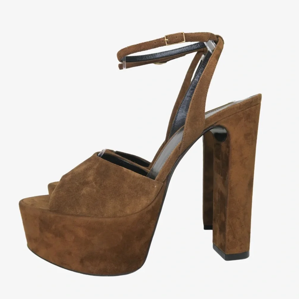 Saint Laurent Jodie Platform Sandals in Suede